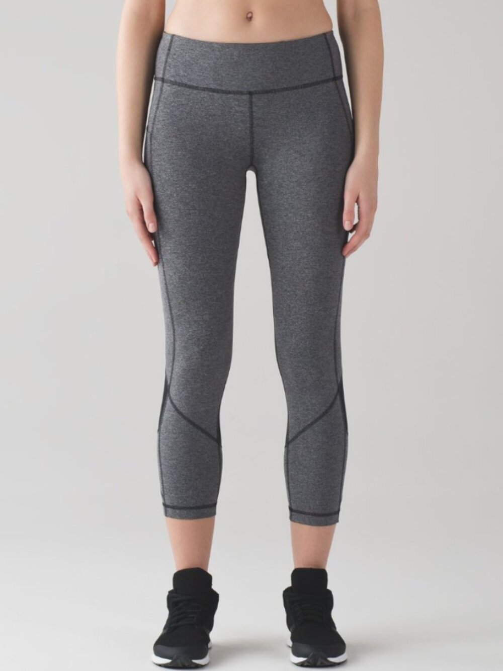 Lululemon Pace Rival Crop 23" Heathered Black / Black Size 6